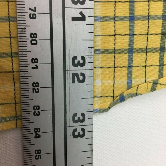Roundtree & Yorke Mens Plaid Yellow Blue Short Sleeved Shirt Size XL - Picture 5 of 6